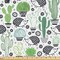 Ambesonne Cactus Fabric by The Yard, Cartoon Style Inspired Drawing of Hedgehog Animals Saguaro and Prickly Pear, Decorative Fabric for Upholstery and Home Accents, 1 Yard, White Green